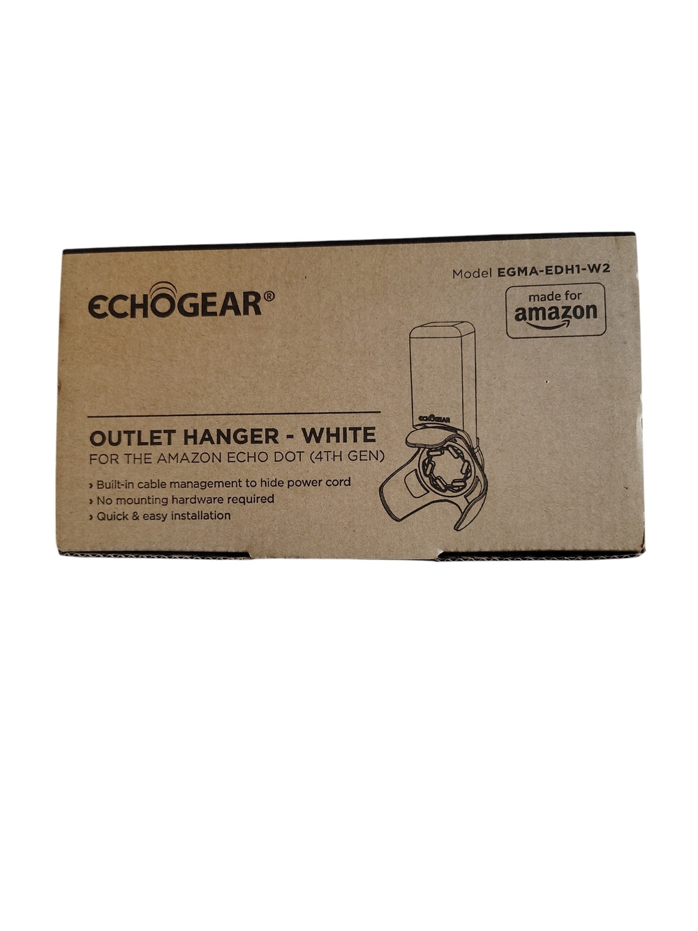 EchoGear Outlet Hanger for Amazon Echo Dot (4th Gen) - White